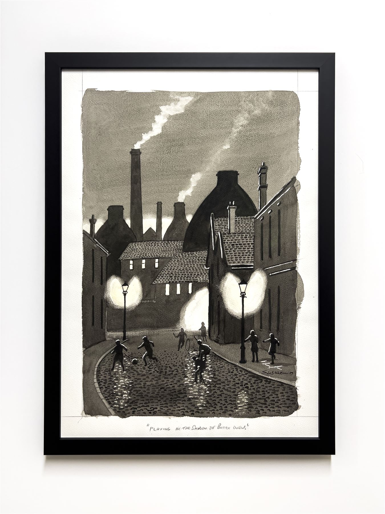 Ink illustration print, framed